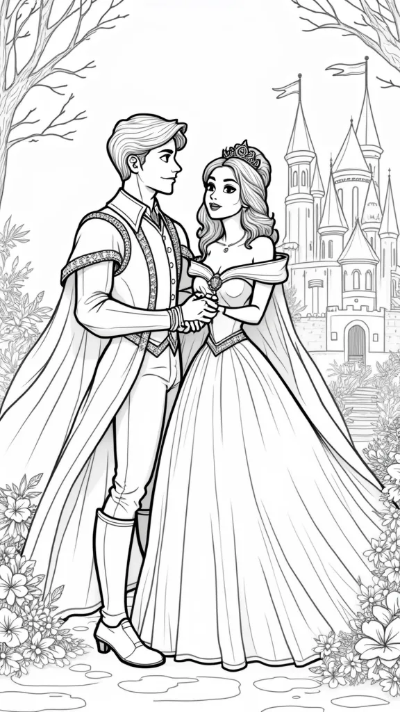 prince princess coloring pages